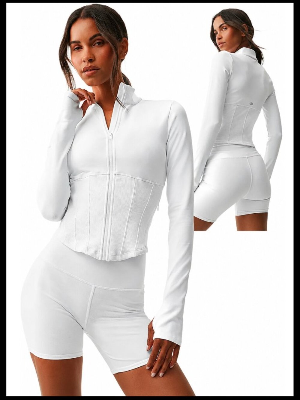 Alo Yoga Airbrush Corset Full Zip Jacket White S